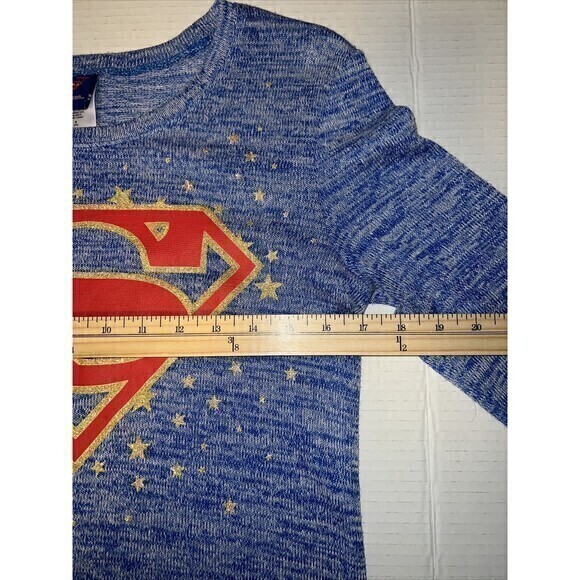 Superman Long Sleeve Sparkly Shirt Size M (7-9) Juniors DC Comics Super Hero‎ - Picture 4 of 6